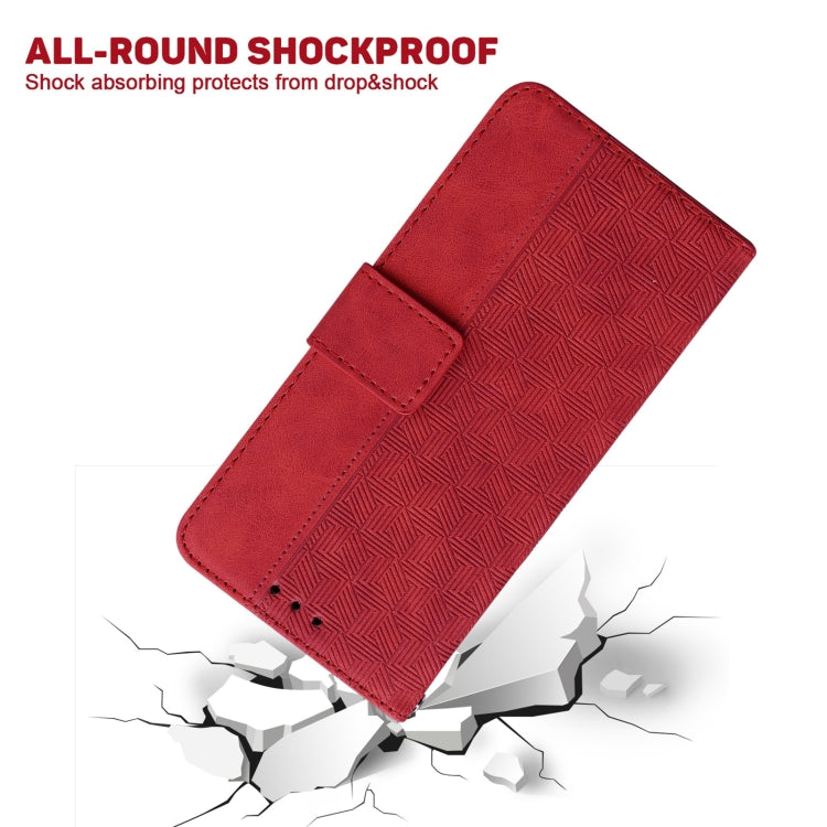 For Tecno Spark 6 Geometric Embossed Leather Phone Case(Red) by buy2fix