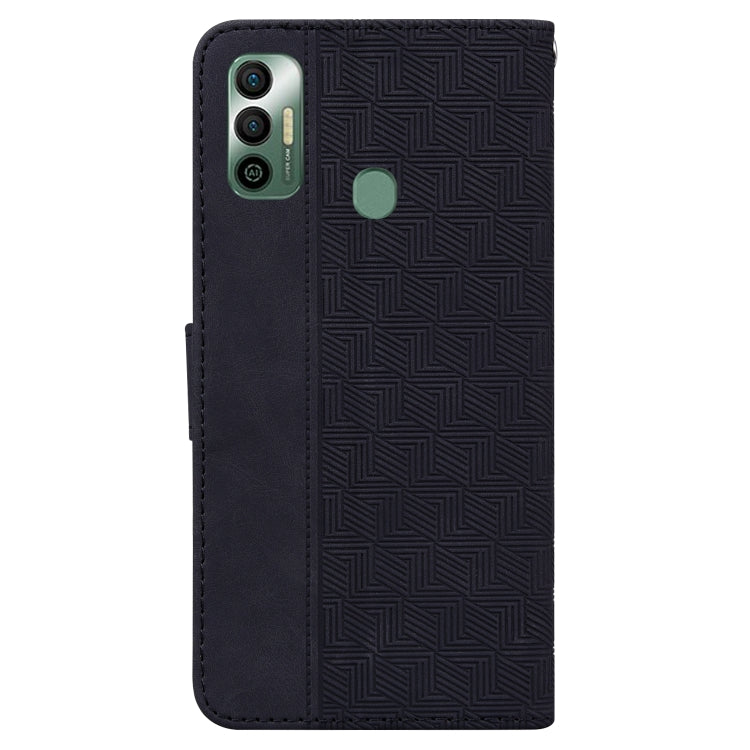 For Tecno Spark 7 Geometric Embossed Leather Phone Case(Black) by buy2fix