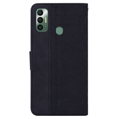For Tecno Spark 7 Geometric Embossed Leather Phone Case(Black) by buy2fix