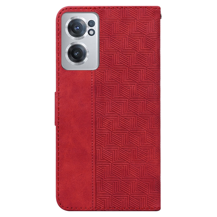 For OnePlus Nord CE 2 5G Geometric Embossed Leather Phone Case(Red) - OnePlus Cases by buy2fix | Online Shopping UK | buy2fix