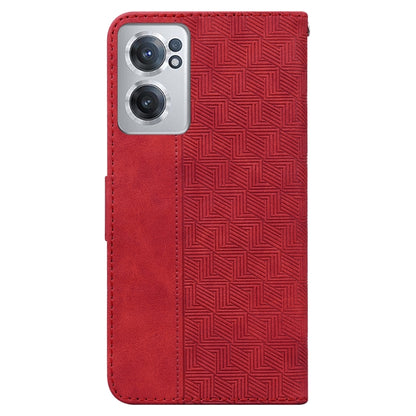 For OnePlus Nord CE 2 5G Geometric Embossed Leather Phone Case(Red) - OnePlus Cases by buy2fix | Online Shopping UK | buy2fix