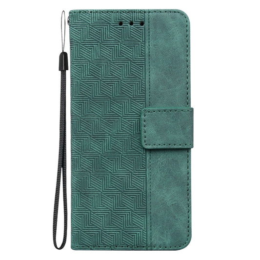 For OnePlus 10 Pro 5G Geometric Embossed Leather Phone Case(Green) - OnePlus Cases by buy2fix | Online Shopping UK | buy2fix