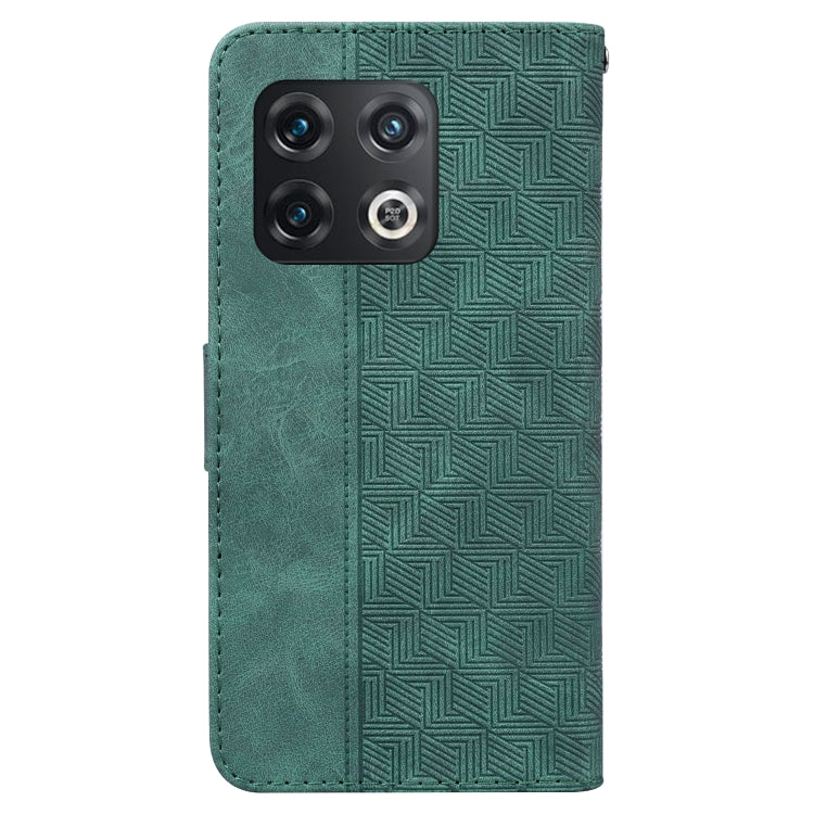 For OnePlus 10 Pro 5G Geometric Embossed Leather Phone Case(Green) - OnePlus Cases by buy2fix | Online Shopping UK | buy2fix