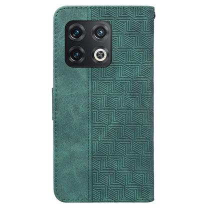 For OnePlus 10 Pro 5G Geometric Embossed Leather Phone Case(Green) - OnePlus Cases by buy2fix | Online Shopping UK | buy2fix