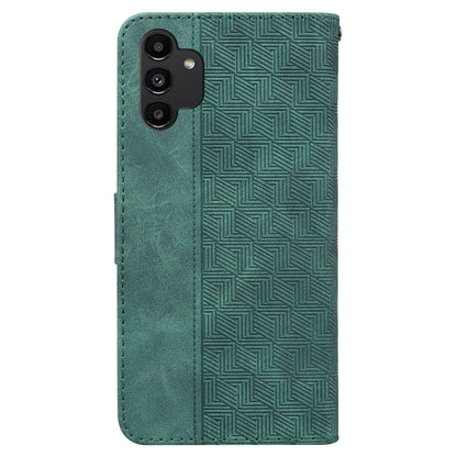 For Samsung Galaxy A13 4G Geometric Embossed Leather Phone Case(Green) - Galaxy Phone Cases by buy2fix | Online Shopping UK | buy2fix