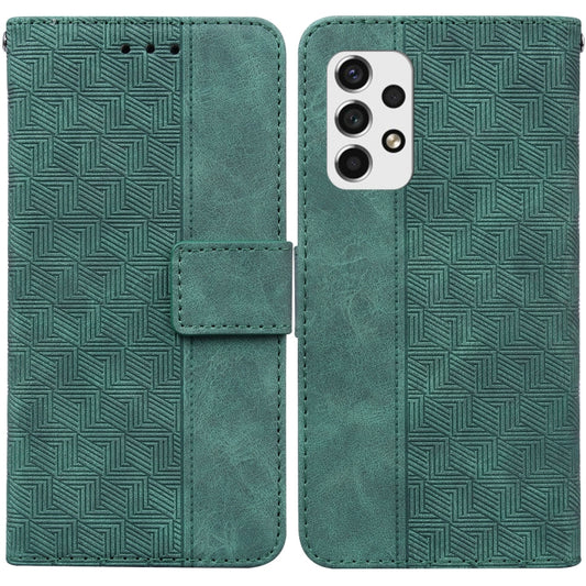 For Samsung Galaxy A73 5G Geometric Embossed Leather Phone Case(Green) - Galaxy Phone Cases by buy2fix | Online Shopping UK | buy2fix