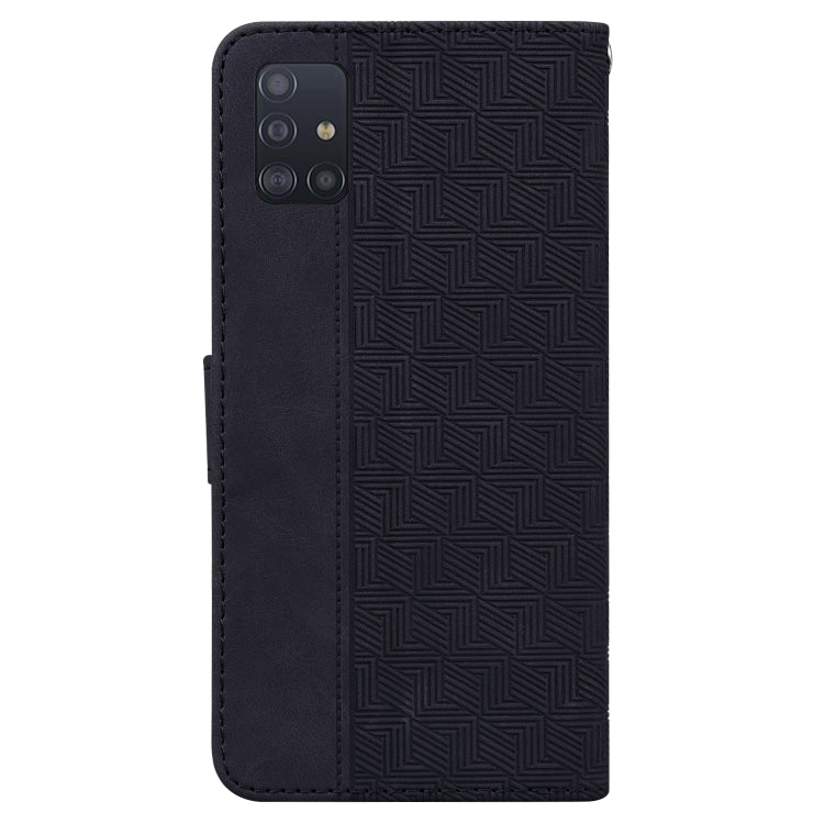 For Samsung Galaxy A71 Geometric Embossed Leather Phone Case(Black) - Galaxy Phone Cases by buy2fix | Online Shopping UK | buy2fix