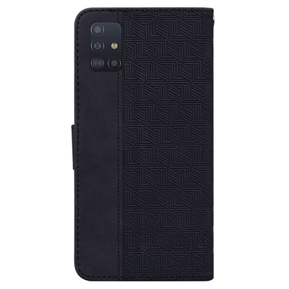 For Samsung Galaxy A71 Geometric Embossed Leather Phone Case(Black) - Galaxy Phone Cases by buy2fix | Online Shopping UK | buy2fix