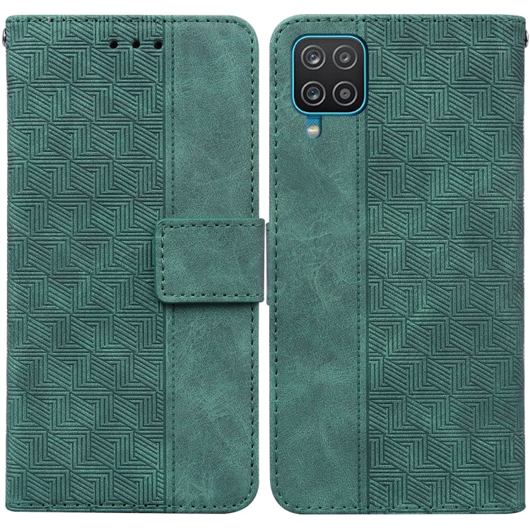For Samsung Galaxy A42 5G Geometric Embossed Leather Phone Case(Green) - Galaxy Phone Cases by buy2fix | Online Shopping UK | buy2fix