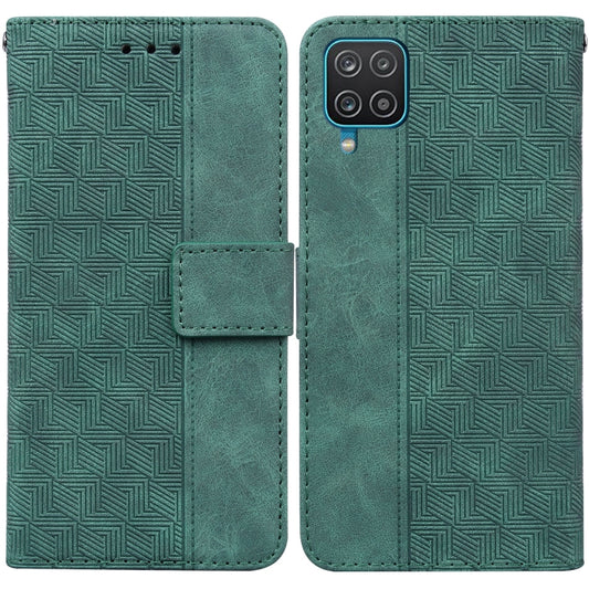 For Samsung Galaxy A42 5G Geometric Embossed Leather Phone Case(Green) - Galaxy Phone Cases by buy2fix | Online Shopping UK | buy2fix