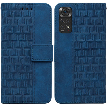 For Xiaomi Redmi Note 11 / Note 11S Geometric Embossed Leather Phone Case(Blue) by buy2fix