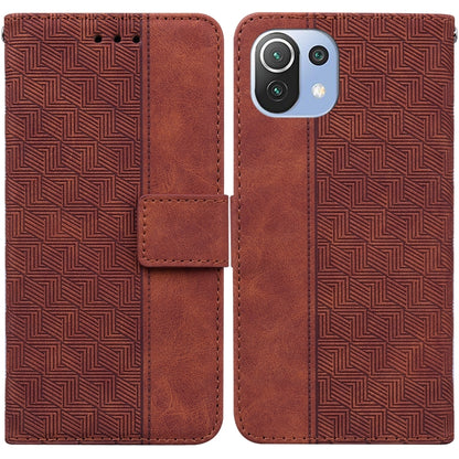 For Xiaomi Mi 11 Lite 5G / 4G Geometric Embossed Leather Phone Case(Brown) - Xiaomi Cases by buy2fix | Online Shopping UK | buy2fix
