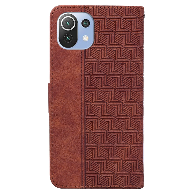 For Xiaomi Mi 11 Lite 5G / 4G Geometric Embossed Leather Phone Case(Brown) - Xiaomi Cases by buy2fix | Online Shopping UK | buy2fix