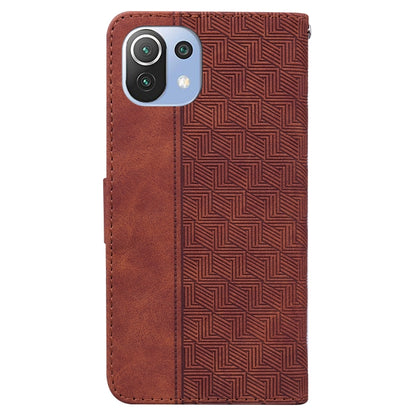 For Xiaomi Mi 11 Lite 5G / 4G Geometric Embossed Leather Phone Case(Brown) - Xiaomi Cases by buy2fix | Online Shopping UK | buy2fix