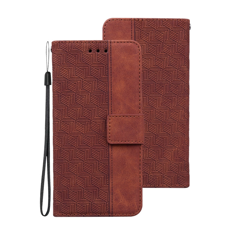 For Samsung Galaxy Note20 Ultra Geometric Embossed Leather Phone Case(Brown) by buy2fix