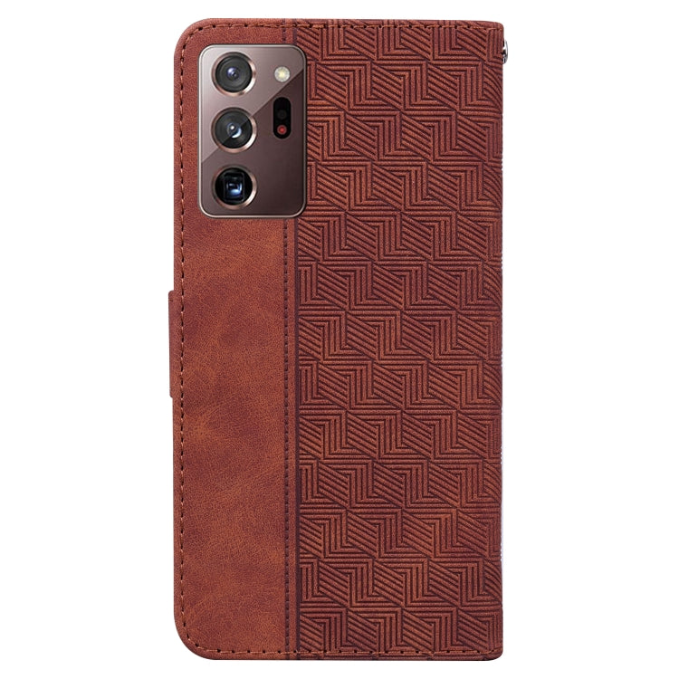 For Samsung Galaxy Note20 Ultra Geometric Embossed Leather Phone Case(Brown) by buy2fix