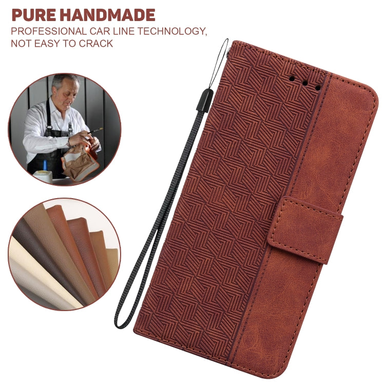 For Samsung Galaxy Note20 Ultra Geometric Embossed Leather Phone Case(Brown) by buy2fix