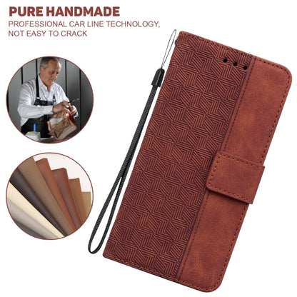 For Samsung Galaxy Note20 Ultra Geometric Embossed Leather Phone Case(Brown) by buy2fix