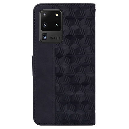 For Samsung Galaxy S20 Ultra Geometric Embossed Leather Phone Case(Black) - Galaxy Phone Cases by buy2fix | Online Shopping UK | buy2fix