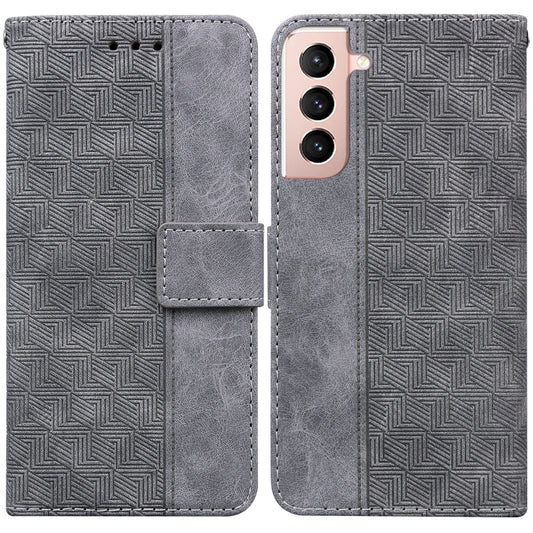 For Samsung Galaxy S22+ 5G Geometric Embossed Leather Phone Case(Grey) - Galaxy S22+ 5G Cases by buy2fix | Online Shopping UK | buy2fix