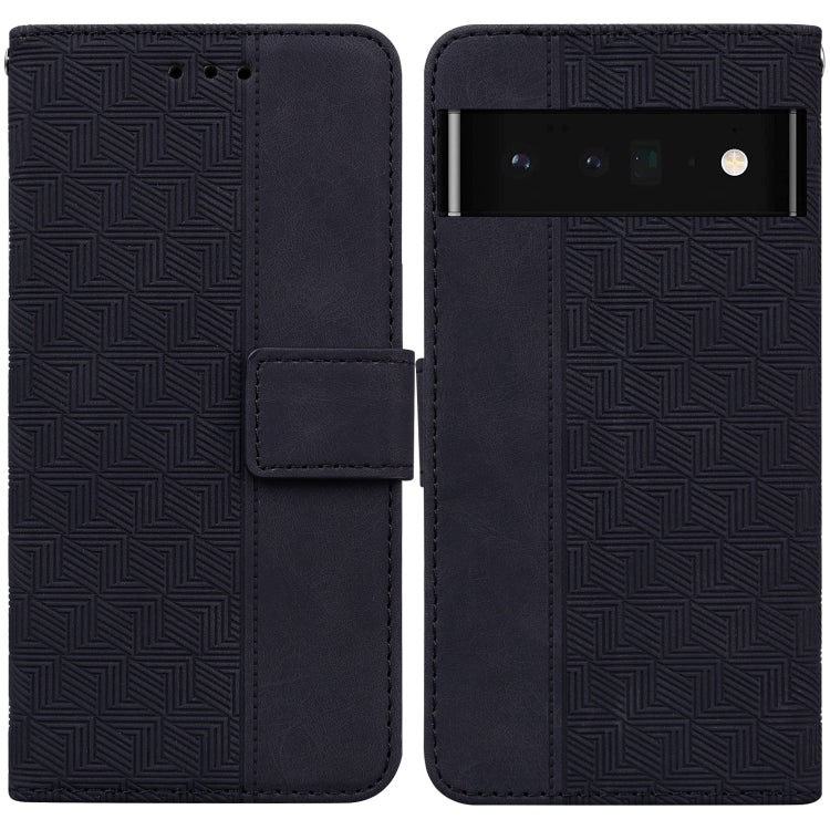 For Google Pixel 6 Pro Geometric Embossed Leather Phone Case(Black) - Google Cases by buy2fix | Online Shopping UK | buy2fix