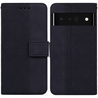 For Google Pixel 6 Pro Geometric Embossed Leather Phone Case(Black) - Google Cases by buy2fix | Online Shopping UK | buy2fix