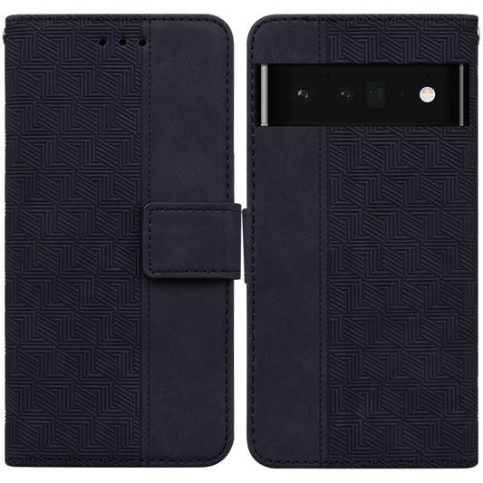 For Google Pixel 6 Pro Geometric Embossed Leather Phone Case(Black) - Google Cases by buy2fix | Online Shopping UK | buy2fix