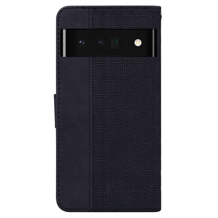 For Google Pixel 6 Pro Geometric Embossed Leather Phone Case(Black) - Google Cases by buy2fix | Online Shopping UK | buy2fix