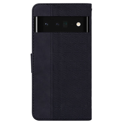 For Google Pixel 6 Pro Geometric Embossed Leather Phone Case(Black) - Google Cases by buy2fix | Online Shopping UK | buy2fix