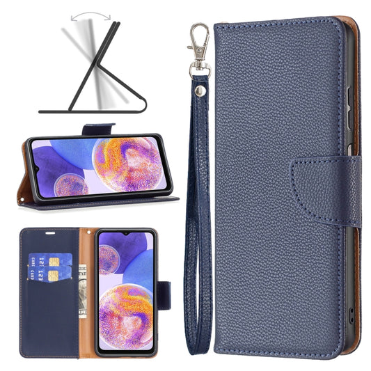 For Samsung Galaxy A23 5G Litchi Texture Pure Color Leather Phone Case(Dark Blue) - Galaxy Phone Cases by buy2fix | Online Shopping UK | buy2fix