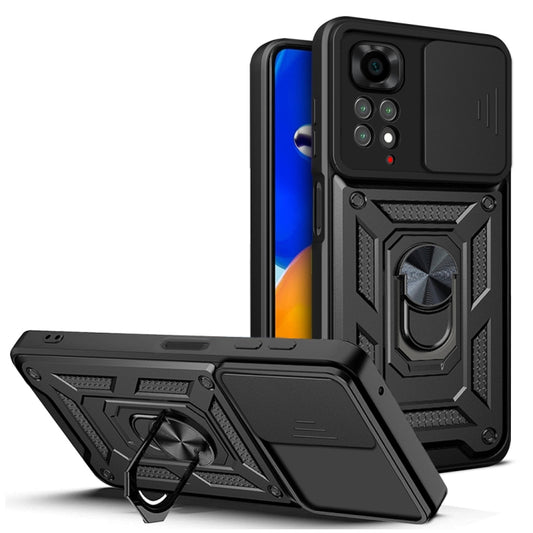 For Xiaomi Redmi Note 11S Sliding Camera Cover TPU+PC Phone Case(Black) - Xiaomi Cases by buy2fix | Online Shopping UK | buy2fix