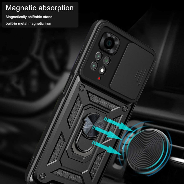 For Xiaomi Redmi Note 11S Sliding Camera Cover TPU+PC Phone Case(Black) - Xiaomi Cases by buy2fix | Online Shopping UK | buy2fix