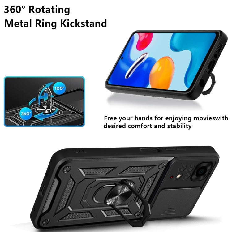 For Xiaomi Redmi Note 11S Sliding Camera Cover TPU+PC Phone Case(Black) - Xiaomi Cases by buy2fix | Online Shopping UK | buy2fix