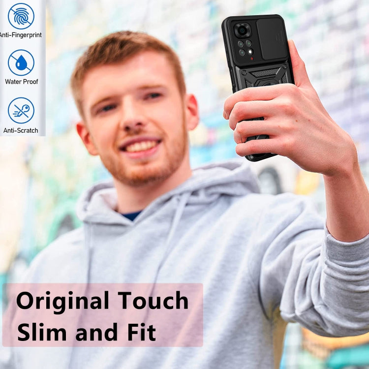 For Xiaomi Redmi Note 11S Sliding Camera Cover TPU+PC Phone Case(Black) - Xiaomi Cases by buy2fix | Online Shopping UK | buy2fix