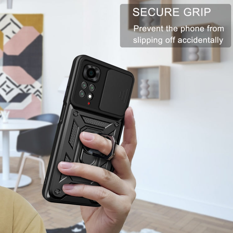For Xiaomi Redmi Note 11S Sliding Camera Cover TPU+PC Phone Case(Black) - Xiaomi Cases by buy2fix | Online Shopping UK | buy2fix