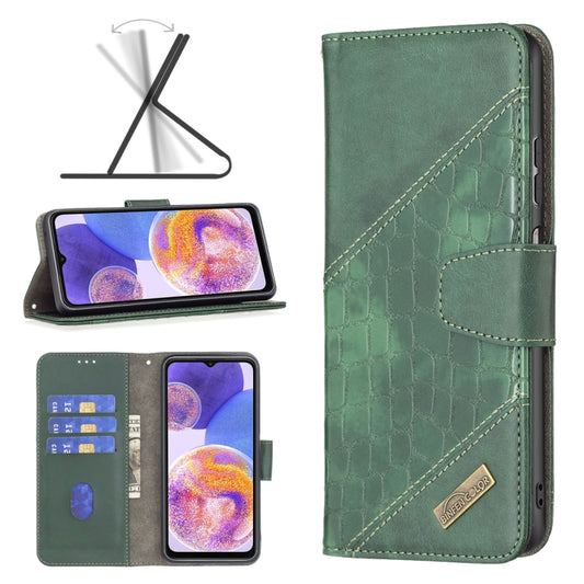 For Samsung Galaxy A23 5G Matching Color Crocodile Texture Leather Phone Case(Green) - Galaxy Phone Cases by buy2fix | Online Shopping UK | buy2fix