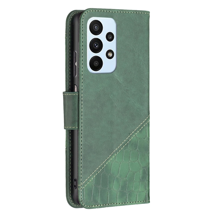 For Samsung Galaxy A23 5G Matching Color Crocodile Texture Leather Phone Case(Green) by buy2fix