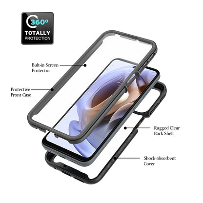 For Motorola Moto G51 5G Starry Sky Full Body Hybrid Shockproof Phone Case(Black) - Motorola Cases by buy2fix | Online Shopping UK | buy2fix