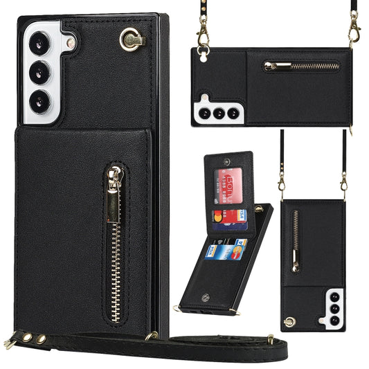 For Samsung Galaxy S22 5G Cross-body Square Zipper Card Holder Bag Phone Case(Black) - Galaxy S22 5G Cases by buy2fix | Online Shopping UK | buy2fix