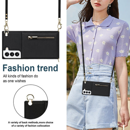 For Samsung Galaxy S22 5G Cross-body Square Zipper Card Holder Bag Phone Case(Black) - Galaxy S22 5G Cases by buy2fix | Online Shopping UK | buy2fix