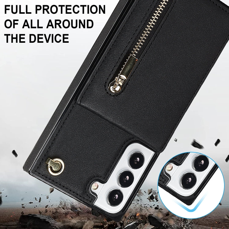For Samsung Galaxy S22 5G Cross-body Square Zipper Card Holder Bag Phone Case(Black) - Galaxy S22 5G Cases by buy2fix | Online Shopping UK | buy2fix