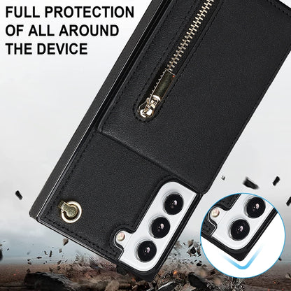 For Samsung Galaxy S22 5G Cross-body Square Zipper Card Holder Bag Phone Case(Black) - Galaxy S22 5G Cases by buy2fix | Online Shopping UK | buy2fix