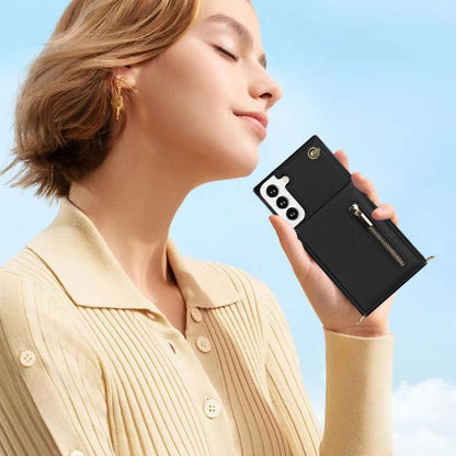 For Samsung Galaxy S22 5G Cross-body Square Zipper Card Holder Bag Phone Case(Black) - Galaxy S22 5G Cases by buy2fix | Online Shopping UK | buy2fix