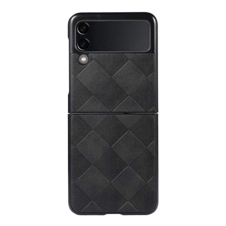 For Samsung Galaxy Z Flip 3 5G Weave Plaid PU Phone Case(Black) by buy2fix