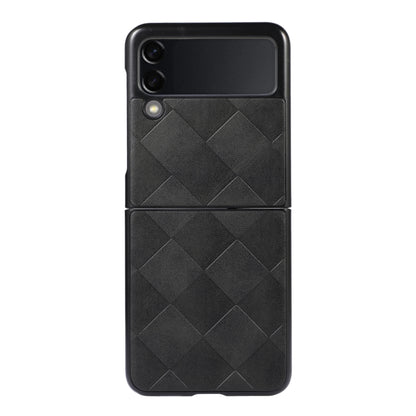 For Samsung Galaxy Z Flip 3 5G Weave Plaid PU Phone Case(Black) by buy2fix