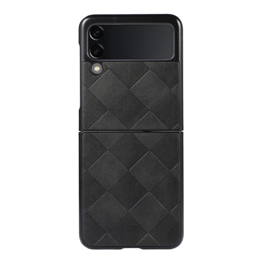 For Samsung Galaxy Z Flip 3 5G Weave Plaid PU Phone Case(Black) by buy2fix