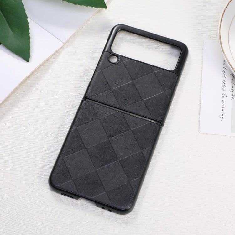For Samsung Galaxy Z Flip 3 5G Weave Plaid PU Phone Case(Black) by buy2fix