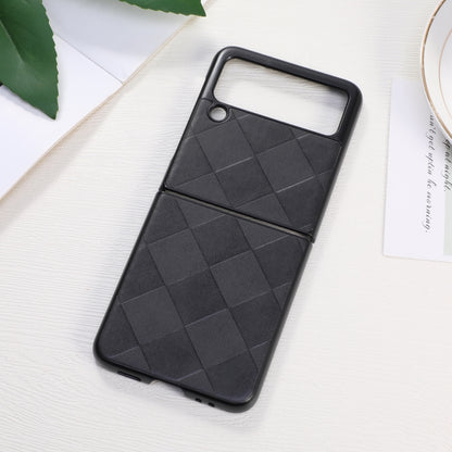 For Samsung Galaxy Z Flip 3 5G Weave Plaid PU Phone Case(Black) by buy2fix