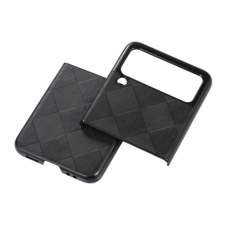 For Samsung Galaxy Z Flip 3 5G Weave Plaid PU Phone Case(Black) by buy2fix