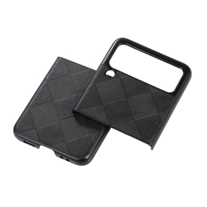 For Samsung Galaxy Z Flip 3 5G Weave Plaid PU Phone Case(Black) by buy2fix